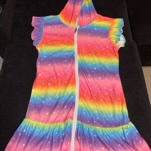 Kids Rainbow Galaxy Zip-Up Hoodie Cover Up Size 150 (10-11Y)